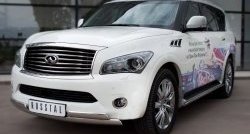 26 399 р. Защита переднего бампера (2 трубыØ76х42 мм, нержавейка) Russtal INFINITI QX56 Z62 (2010-2013)  с доставкой в г. Йошкар-Ола. Увеличить фотографию 4