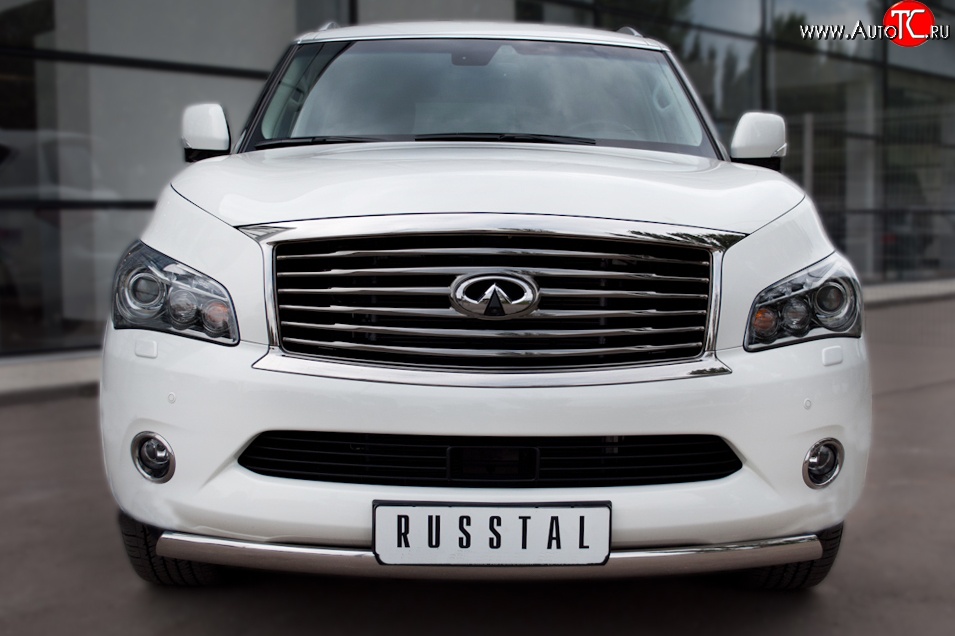 17 299 р. Защита переднего бампера (Ø75х42 мм, нержавейка) Russtal INFINITI QX56 Z62 (2010-2013)  с доставкой в г. Йошкар-Ола