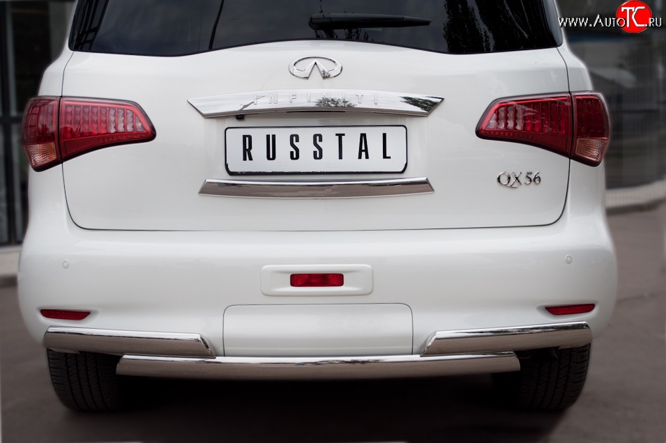 25 699 р. Защита заднего бампера (Ø75x42 мм, нержавейка) Russtal INFINITI QX56 Z62 (2010-2013)  с доставкой в г. Йошкар-Ола