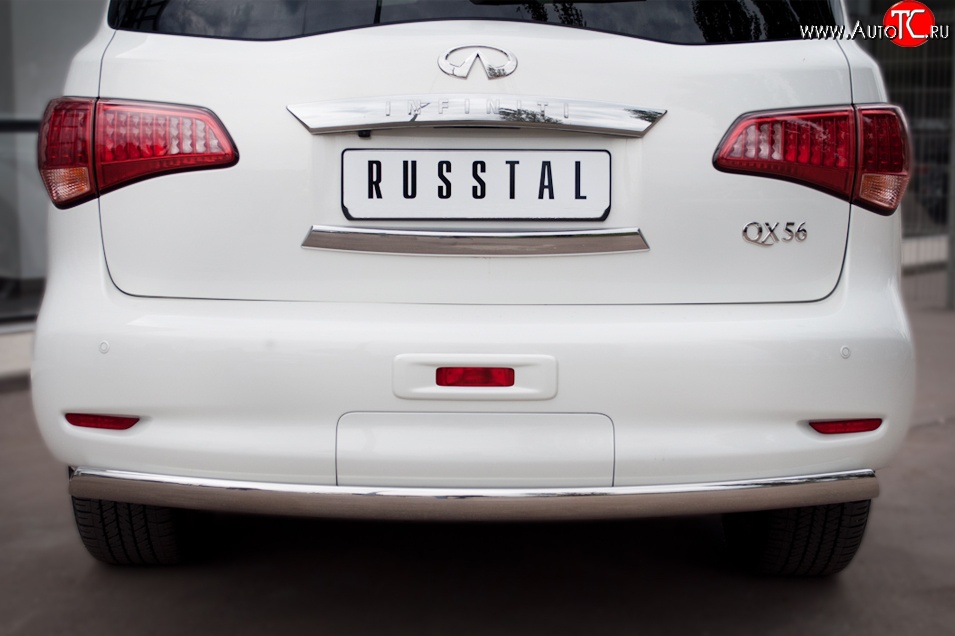 16 849 р. Защита заднего бампера (Ø75x42 мм, нержавейка) Russtal INFINITI QX56 Z62 (2010-2013)  с доставкой в г. Йошкар-Ола