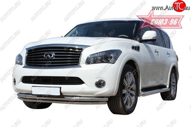 28 259 р. Защита переднего бампера двойная Souz-96 (d460/42) INFINITI QX56 Z62 (2010-2013)  с доставкой в г. Йошкар-Ола