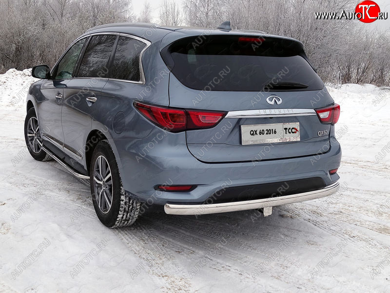 24 999 р. Защита заднего бампера (овальная) ТСС (нержавейка d75х42 мм)  INFINITI QX60  L50 (2016-2021) рестайлинг  с доставкой в г. Йошкар-Ола