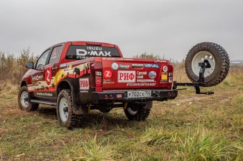 70 999 р. Бампер задний силовой РИФ (стандарт) Isuzu D-Max RT85,TFR SingleCab рестайлинг (2015-2021) (С квадратом под фаркоп, калиткой и фонарями)  с доставкой в г. Йошкар-Ола. Увеличить фотографию 5