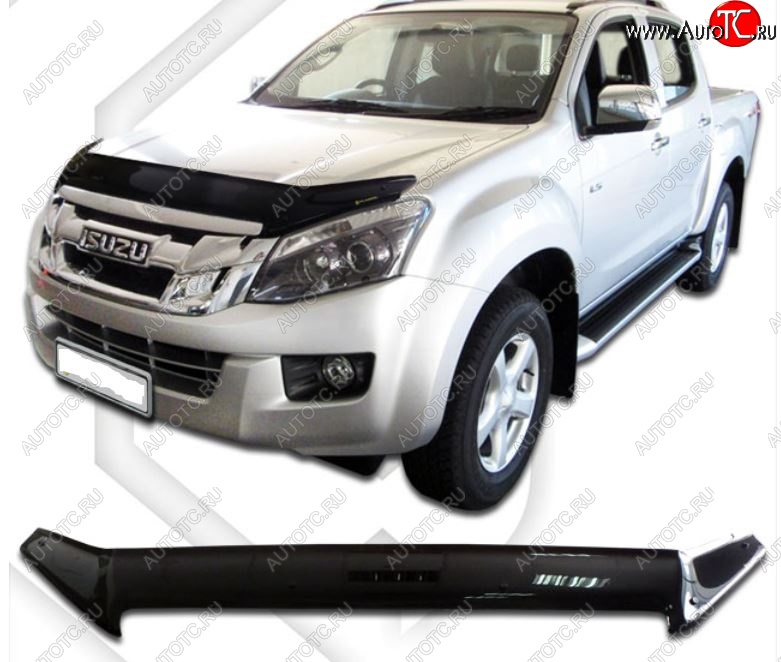 2 199 р. Дефлектор капота CA-Plastiс  Isuzu D-Max  RT85 DoubleCab (2011-2017) дорестайлинг (Classic черный, Без надписи)  с доставкой в г. Йошкар-Ола