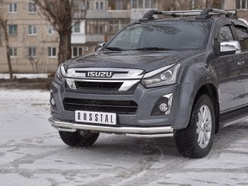 20 999 р. Защита переднего бампера (2 трубы Ø63 и 42 мм, нержавейка) SLITKOFF Isuzu D-Max RT85,TFR DoubleCab рестайлинг (2015-2021)  с доставкой в г. Йошкар-Ола. Увеличить фотографию 2