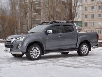 20 999 р. Защита переднего бампера (2 трубы Ø63 и 42 мм, нержавейка) SLITKOFF Isuzu D-Max RT85,TFR DoubleCab рестайлинг (2015-2021)  с доставкой в г. Йошкар-Ола. Увеличить фотографию 3