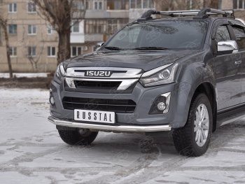 15 899 р. Защита переднего бампера (Ø 63 мм, нержавейка) SLITKOFF Isuzu D-Max RT85,TFR DoubleCab рестайлинг (2015-2021)  с доставкой в г. Йошкар-Ола. Увеличить фотографию 3