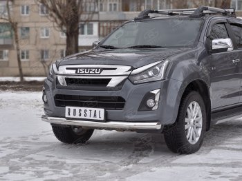 17 399 р. Защита переднего бампера (Ø 76 мм, нержавейка) SLITKOFF Isuzu D-Max RT85,TFR DoubleCab рестайлинг (2015-2021)  с доставкой в г. Йошкар-Ола. Увеличить фотографию 2