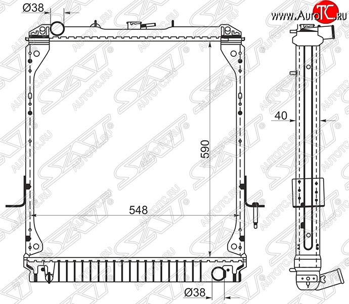 14 249 р. Радиатор двигателя (пластинчатый, МКПП) SAT Isuzu Elf (NPR75)  дорестайлинг (2006-2014)  с доставкой в г. Йошкар-Ола