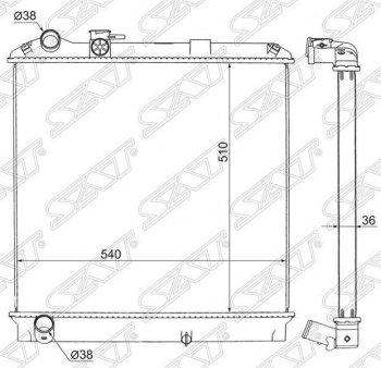 Радиатор двигателя (пластинчатый, МКПП) SAT Isuzu Elf (NPR75)  дорестайлинг (2006-2014)