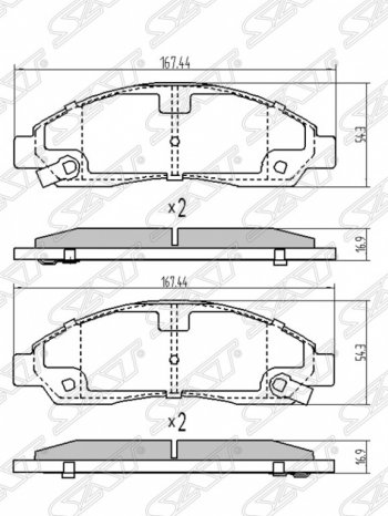 Колодки тормозные SAT (передние) Mitsubishi Lancer 10 CY хэтчбэк дорестайлинг (2007-2010)