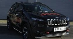 21 599 р. Защита переднего бампера (Trailhawk 2 трубыØ63 и 42 мм, нержавейка) SLITKOFF Jeep Cherokee KL дорестайлинг (2014-2017)  с доставкой в г. Йошкар-Ола. Увеличить фотографию 2