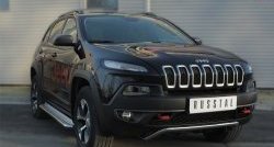 15 249 р. Защита переднего бампера (Trailhawk Ø42 мм волна, нержавейка) SLITKOFF  Jeep Cherokee  KL (2014-2017) дорестайлинг  с доставкой в г. Йошкар-Ола. Увеличить фотографию 2