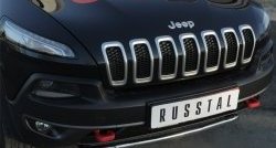 15 249 р. Защита переднего бампера (Trailhawk Ø42 мм волна, нержавейка) SLITKOFF  Jeep Cherokee  KL (2014-2017) дорестайлинг  с доставкой в г. Йошкар-Ола. Увеличить фотографию 3