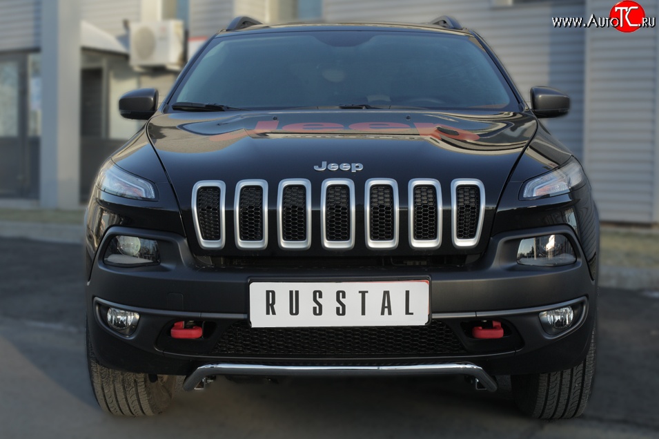 15 249 р. Защита переднего бампера (Trailhawk Ø42 мм волна, нержавейка) SLITKOFF  Jeep Cherokee  KL (2014-2017) дорестайлинг  с доставкой в г. Йошкар-Ола