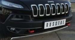 5 299 р. Защита переднего бампера (Trailhawk Ø75х42 мм, нержавейка) Russtal Jeep Cherokee KL дорестайлинг (2014-2017)  с доставкой в г. Йошкар-Ола. Увеличить фотографию 2