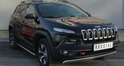 5 299 р. Защита переднего бампера (Trailhawk Ø75х42 мм, нержавейка) Russtal Jeep Cherokee KL дорестайлинг (2014-2017)  с доставкой в г. Йошкар-Ола. Увеличить фотографию 4