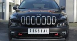 Защита переднего бампера (Trailhawk Ø75х42 мм, нержавейка) Russtal Jeep (Джип) Cherokee (Чироки)  KL (2014-2017) KL дорестайлинг