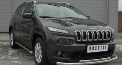 14 899 р. Защита переднего бампера (2 трубыØ63 и 42 мм, нержавейка) SLITKOFF Jeep Cherokee KL дорестайлинг (2014-2017)  с доставкой в г. Йошкар-Ола. Увеличить фотографию 2