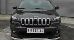 Защита переднего бампера (2 трубыØ63 и 42 мм, нержавейка) SLITKOFF Jeep Cherokee KL дорестайлинг (2014-2017)