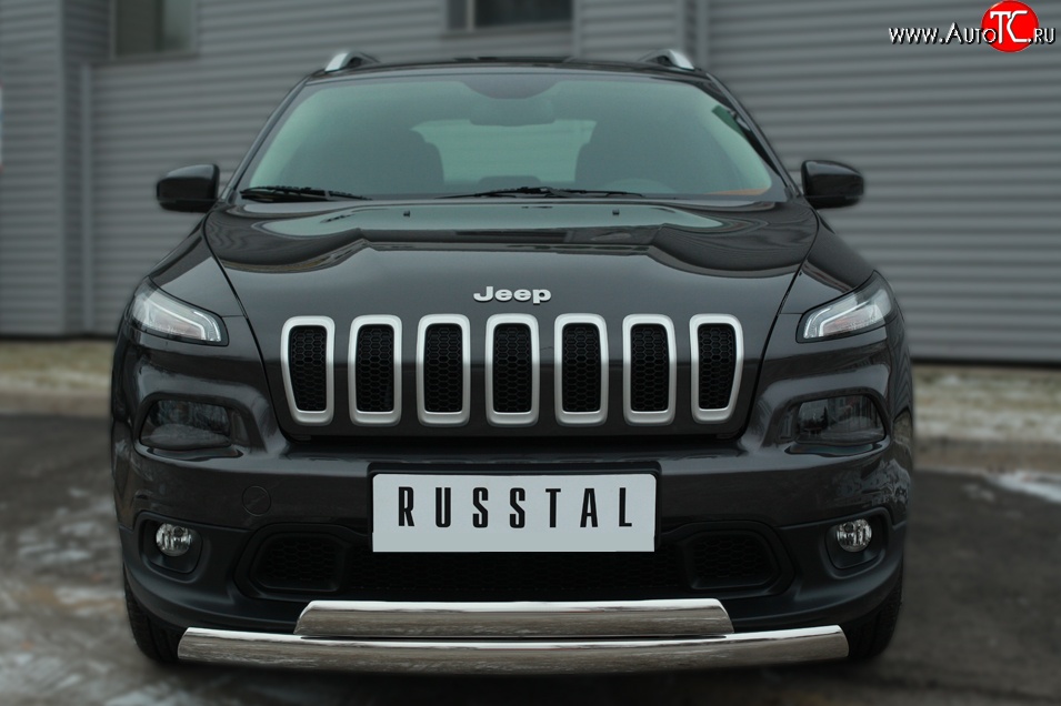 24 749 р. Защита переднего бампера (2 трубыØ75х42 мм, нержавейка) Russtal Jeep Cherokee KL дорестайлинг (2014-2017)  с доставкой в г. Йошкар-Ола