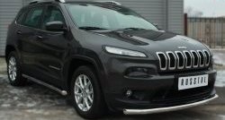 17 849 р. Одинарная защита переднего бампера диаметром 63 мм SLITKOFF Jeep Cherokee KL дорестайлинг (2014-2017)  с доставкой в г. Йошкар-Ола. Увеличить фотографию 3