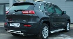 16 499 р. Защита заднего бампера (Ø63 и 42 мм, нержавейка) SLITKOFF Jeep Cherokee KL дорестайлинг (2014-2017)  с доставкой в г. Йошкар-Ола. Увеличить фотографию 3