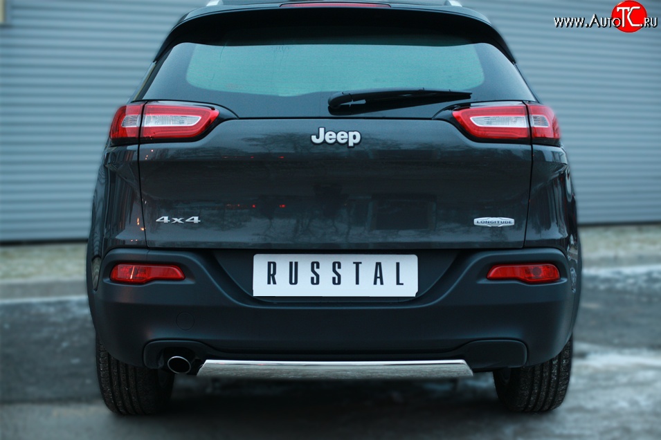 16 849 р. Защита заднего бампера (Ø75x42 мм, нержавейка) Russtal Jeep Cherokee KL дорестайлинг (2014-2017)  с доставкой в г. Йошкар-Ола