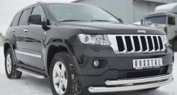 20 399 р. Защита переднего бампера (2 трубыØ76 и 63 мм, нержавейка) SLITKOFF  Jeep Grand Cherokee  WK2 (2010-2013) дорестайлинг  с доставкой в г. Йошкар-Ола. Увеличить фотографию 4