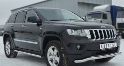 15 799 р. Защита порогов из круглой трубы диаметром 63 мм Russtal Jeep Grand Cherokee WK2 дорестайлинг (2010-2013) (Защита порогов с со скосами на торцах (вариант 1))  с доставкой в г. Йошкар-Ола. Увеличить фотографию 4