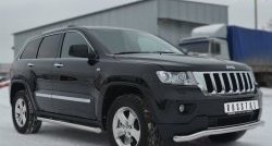 15 799 р. Защита порогов из круглой трубы диаметром 63 мм Russtal Jeep Grand Cherokee WK2 дорестайлинг (2010-2013) (Защита порогов с со скосами на торцах (вариант 1))  с доставкой в г. Йошкар-Ола. Увеличить фотографию 2