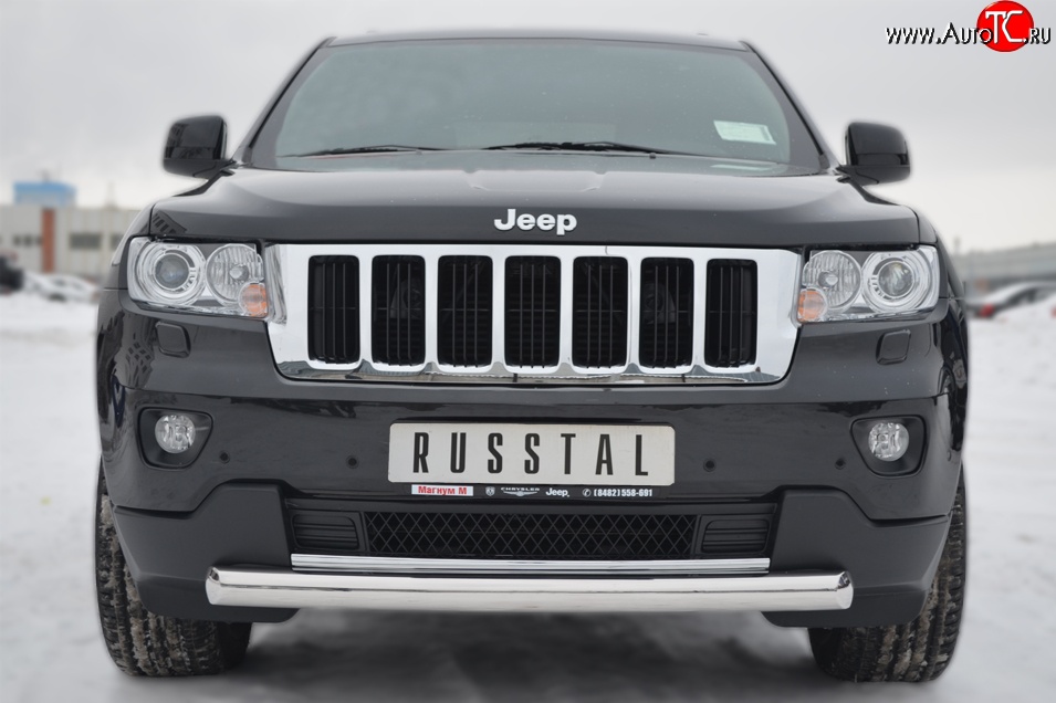 14 699 р. Одинарная защита переднего бампера диаметром 76 мм SLITKOFF  Jeep Grand Cherokee  WK2 (2010-2013) дорестайлинг  с доставкой в г. Йошкар-Ола