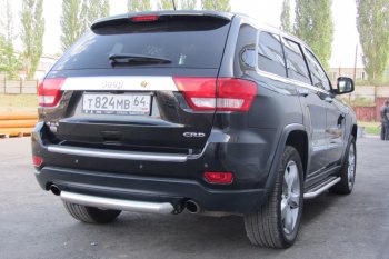 6 999 р. Защита заднего бампера из трубы d76 Slitkoff (короткая)  Jeep Grand Cherokee  WK2 (2010-2013) дорестайлинг (Цвет: серебристый)  с доставкой в г. Йошкар-Ола. Увеличить фотографию 3