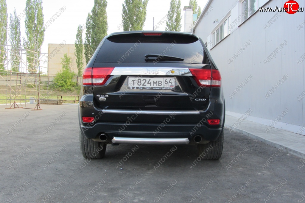 6 999 р. Защита заднего бампера из трубы d76 Slitkoff (короткая)  Jeep Grand Cherokee  WK2 (2010-2013) дорестайлинг (Цвет: серебристый)  с доставкой в г. Йошкар-Ола