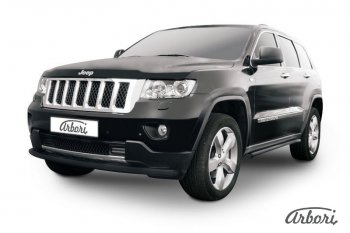 Защита переднего бампера Arbori (черная, 1 труба d57 mm). Jeep Grand Cherokee WK2 дорестайлинг (2010-2013)