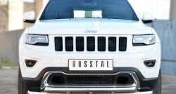 Защита переднего бампера (2 трубыØ76 и 63 мм, нержавейка) SLITKOFF Jeep Grand Cherokee WK2 1-ый рестайлинг (2013-2018)