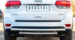 Защита заднего бампера (2 трубы Ø63 мм, дуги, нержавейка) SLITKOFF Jeep Grand Cherokee WK2 1-ый рестайлинг (2013-2018)