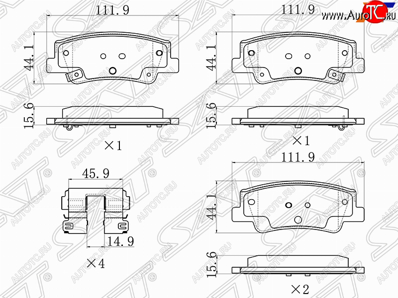 2 099 р. Задние тормозные колодки SAT Hyundai Sonata DN8 (2019-2022)  с доставкой в г. Йошкар-Ола