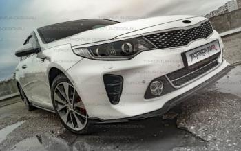 8 499 р. Юбка переднего бампера (только GT-Line бампер) TopKontur Design KIA Optima 4 JF дорестайлинг седан (2016-2018) (Неокрашенная)  с доставкой в г. Йошкар-Ола. Увеличить фотографию 2