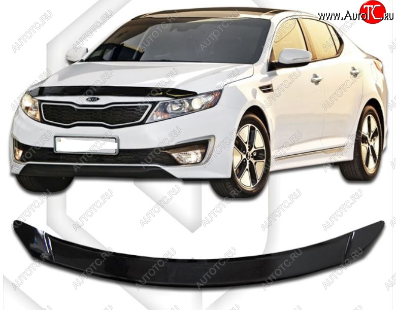 1 959 р. Дефлектор капота CA-Plastic  KIA Optima  3 TF (2010-2016) дорестайлинг седан, рестайлинг седан (Classic черный, Без надписи)  с доставкой в г. Йошкар-Ола