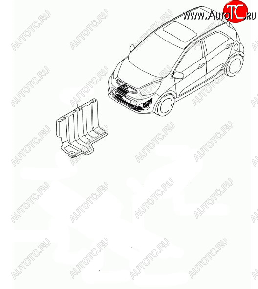 1 849 р. Правый защита двигателя (пыльник) HYUNDAI/KIA/MOBIS KIA Picanto 2 TA хэтчбэк 3 дв. дорестайлинг (2011-2015)  с доставкой в г. Йошкар-Ола