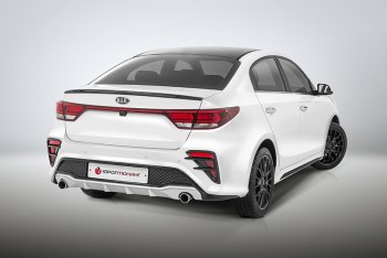 17 999 р. Задний бампер Kudos  KIA Rio  4 FB (2016-2020) дорестайлинг седан (Под парктроник и раздвоенный глушитель, Неокрашенный)  с доставкой в г. Йошкар-Ола. Увеличить фотографию 2