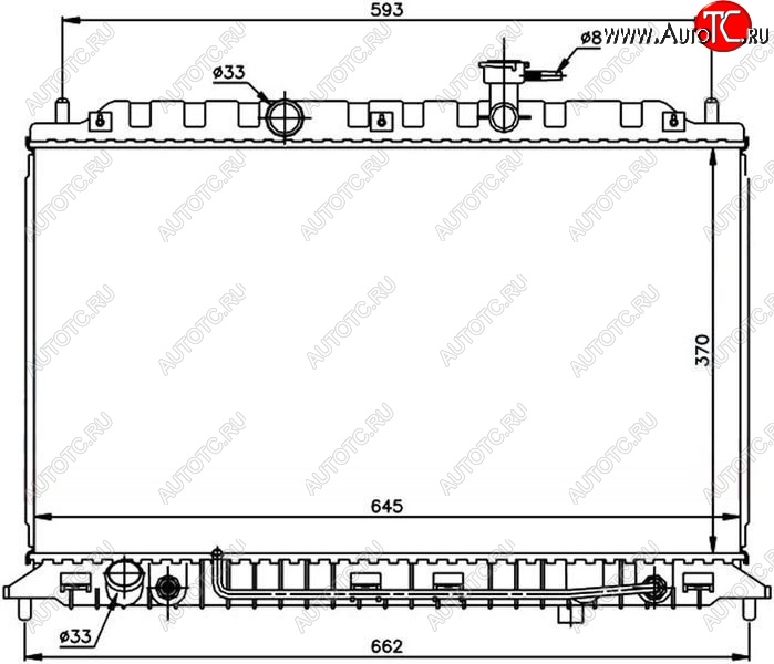 8 649 р. Радиатор двигателя SAT (пластинчатый, 1.4/1.6, МКПП/АКПП) KIA Rio 2 JB дорестайлинг седан (2005-2009)  с доставкой в г. Йошкар-Ола