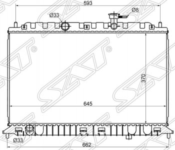 Радиатор двигателя SAT (пластинчатый, 1.4/1.6, МКПП) KIA Rio 2 JB дорестайлинг седан (2005-2009)
