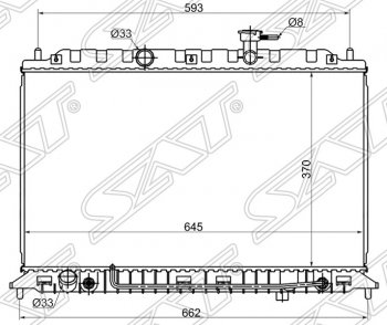 Радиатор двигателя SAT (трубчатый, 1.4/1.6, МКПП/АКПП) KIA Rio 2 JB дорестайлинг седан (2005-2009)