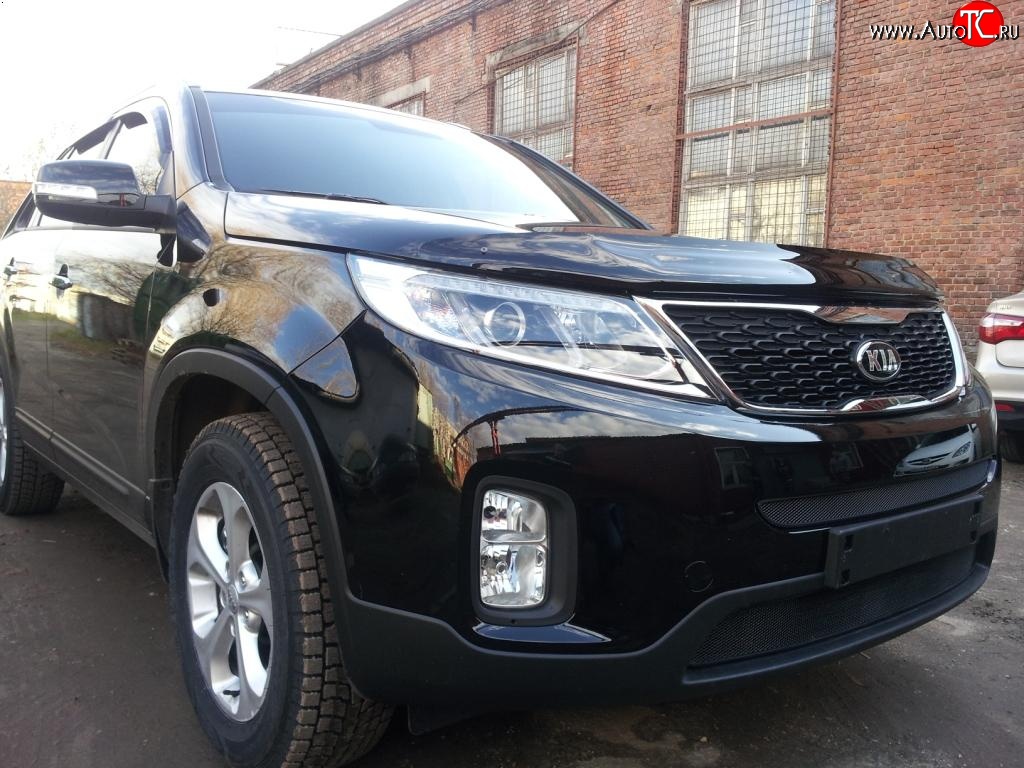 1 469 р. Нижняя сетка на бампер Russtal (черная) KIA Sorento XM рестайлинг (2012-2015)  с доставкой в г. Йошкар-Ола