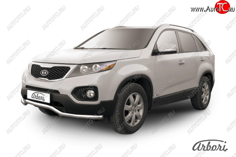 15 299 р. Защита переднего бампера Arbori (волна, нержавейка, 1 труба d57 mm). KIA Sorento XM дорестайлинг (2009-2012)  с доставкой в г. Йошкар-Ола