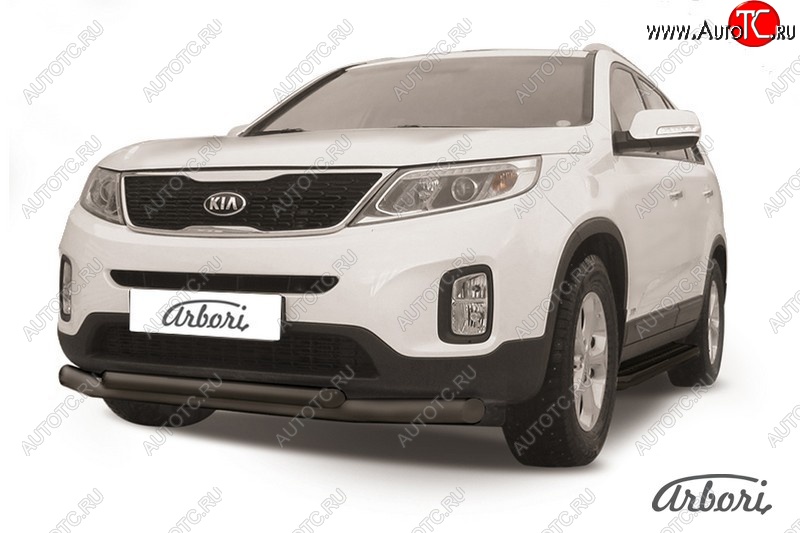 7 019 р. Защита переднего бампера Arbori (черная, 2 трубы d57 и 42 mm) KIA Sorento XM рестайлинг (2012-2015)  с доставкой в г. Йошкар-Ола