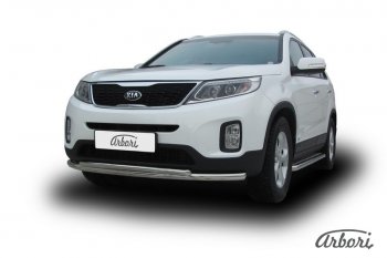 5 499 р. Защита переднего бампера Arbori (нержавейка, 2 трубы d57 и 42 mm) KIA Sorento XM рестайлинг (2012-2015)  с доставкой в г. Йошкар-Ола. Увеличить фотографию 2