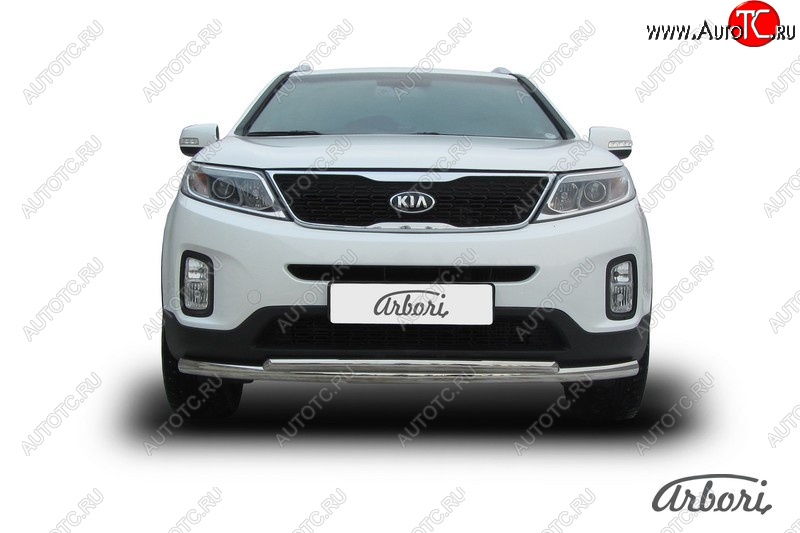 5 499 р. Защита переднего бампера Arbori (нержавейка, 2 трубы d57 и 42 mm) KIA Sorento XM рестайлинг (2012-2015)  с доставкой в г. Йошкар-Ола